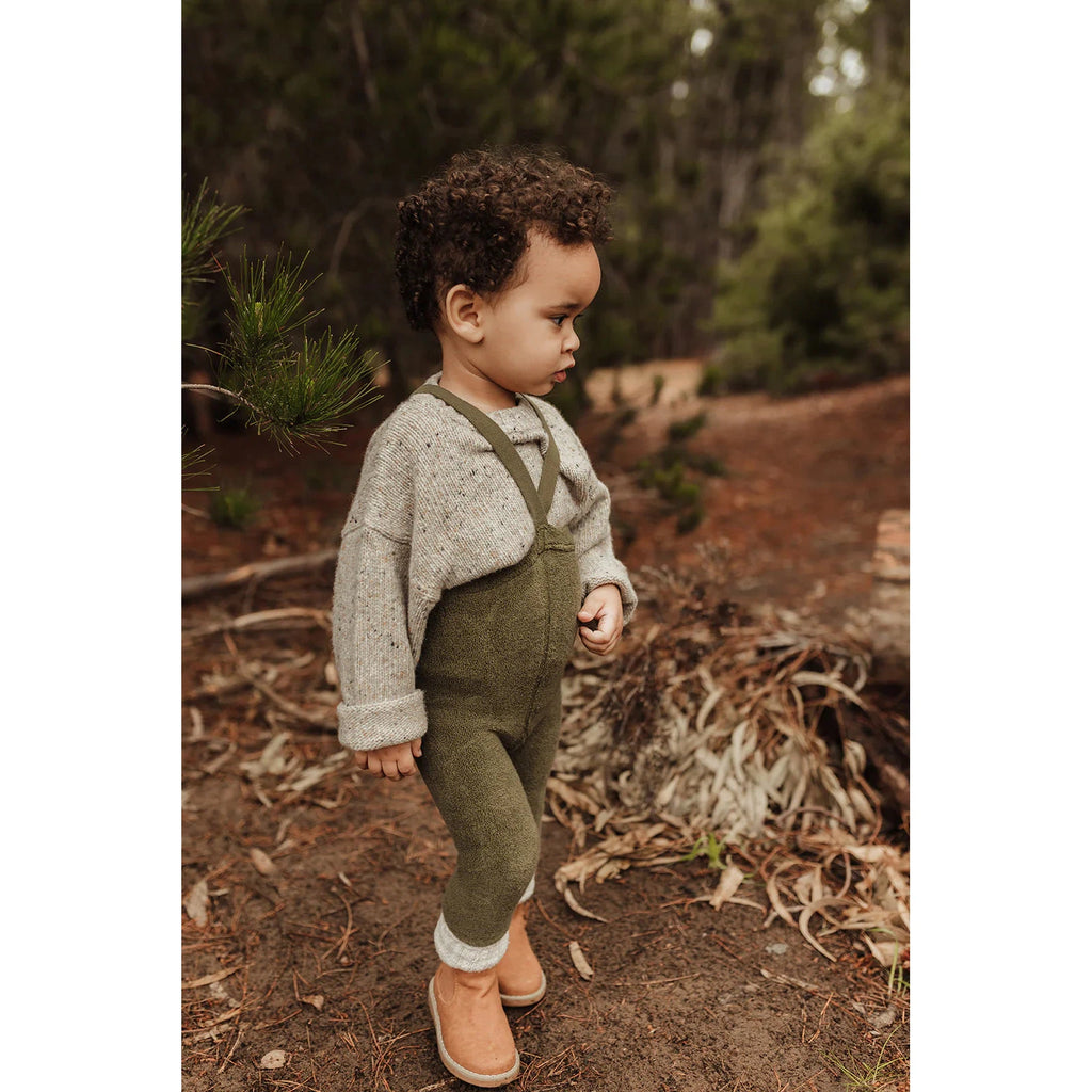 Silly Silas - Teddy warmy footless tights with braces - Olive | nzweekend