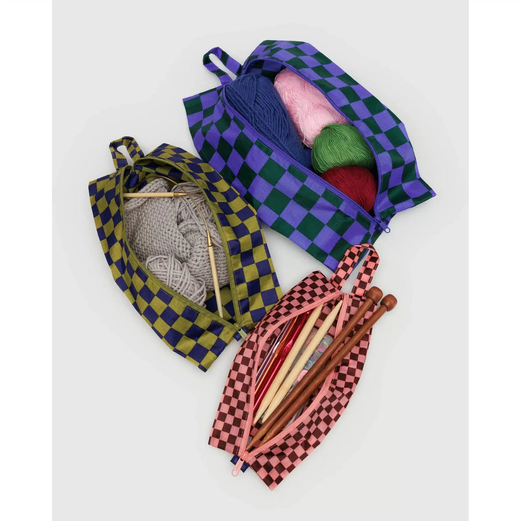 Baggu - 3D Zip Pouch set of 3 - Jewel Checks | nzweekend