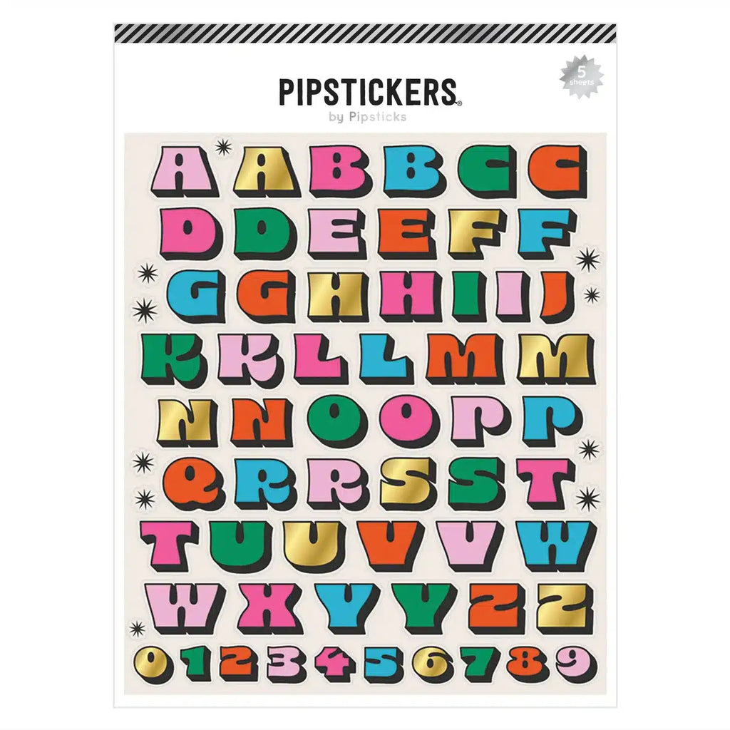 Pipsticks - Colour Me Retro big alphabet sticker sheet | nzweekend