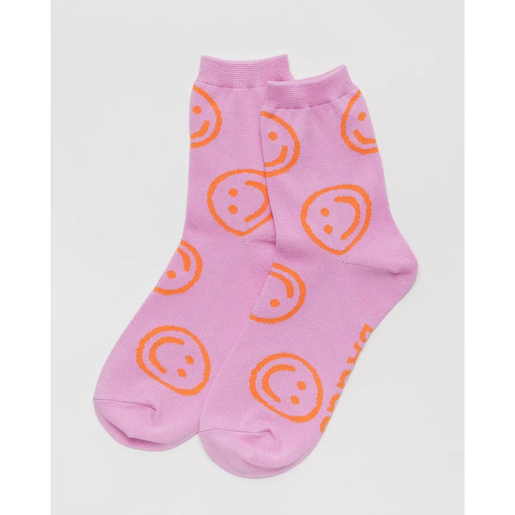 Baggu - Adult crew socks - Peony Happy | nzweekend