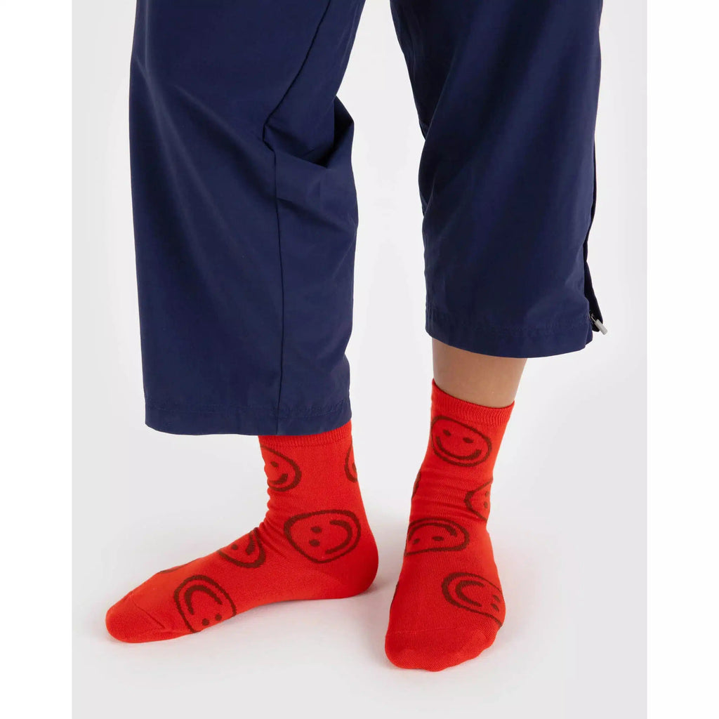 Baggu - Adult crew socks - Red Happy | nzweekend