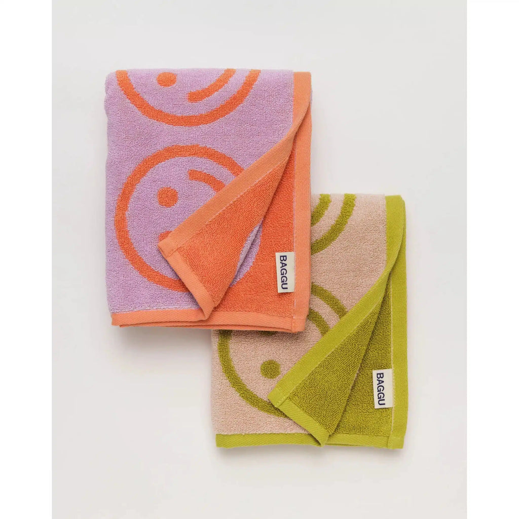 Baggu - Hand towels set of 2 - Lilac Ochre Happy | nzweekend