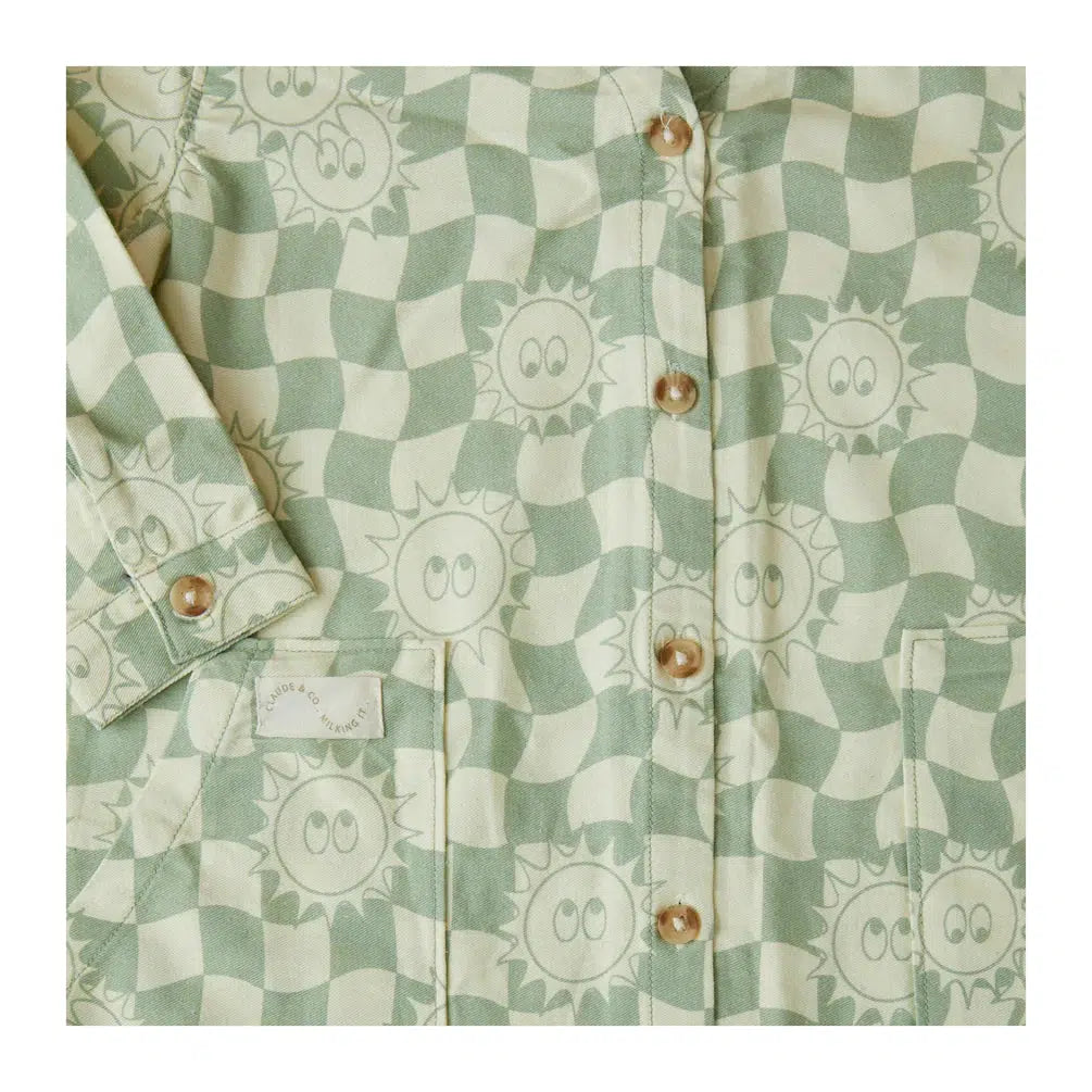 Claude & Co - Sunshine Checkerboard overalls - Sage | nzweekend