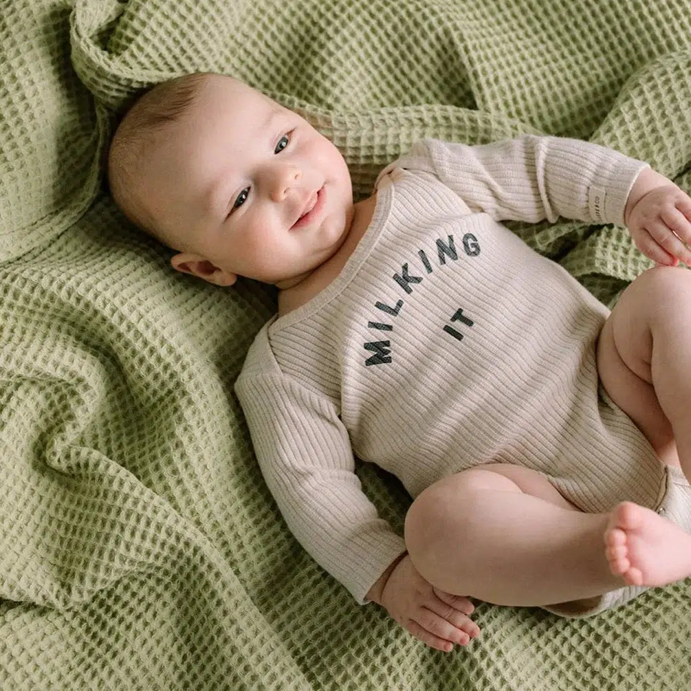 Claude & Co - Milking It baby bodysuit - Oat | nzweekend