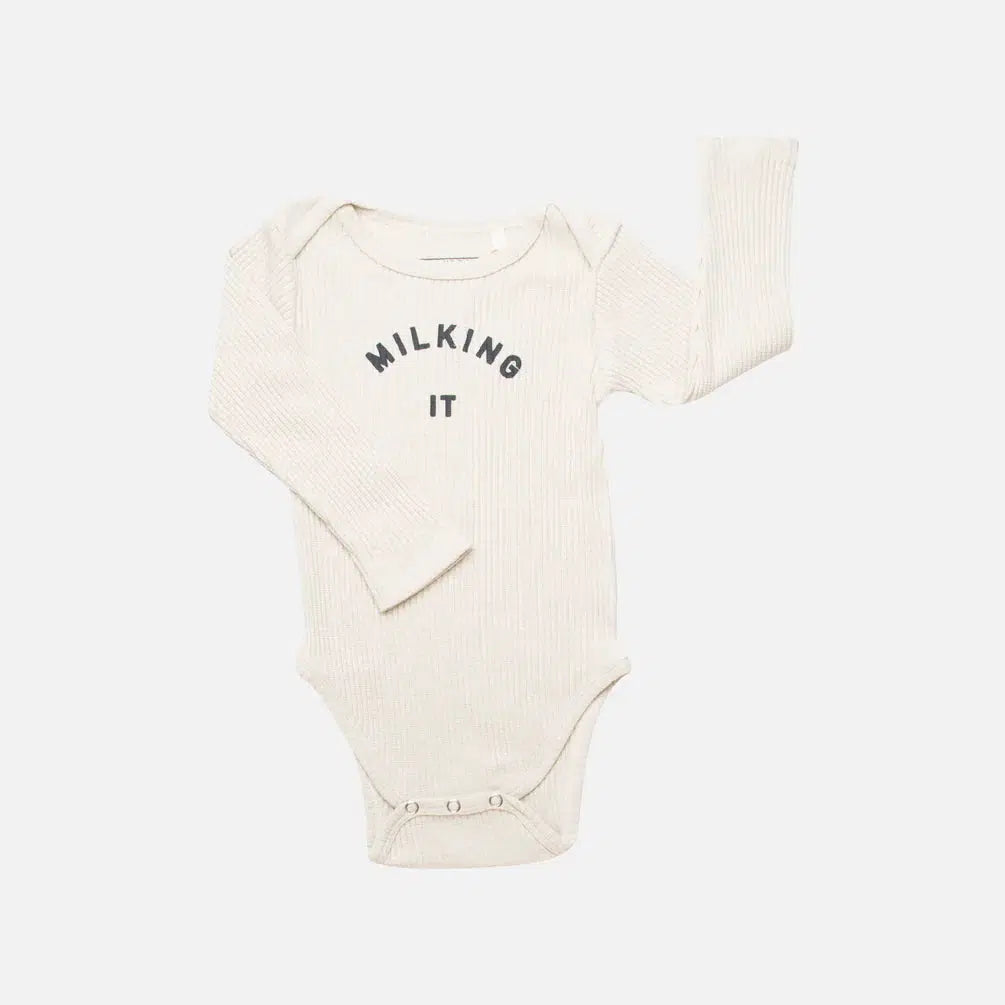 Claude & Co - Milking It baby bodysuit - Oat | nzweekend