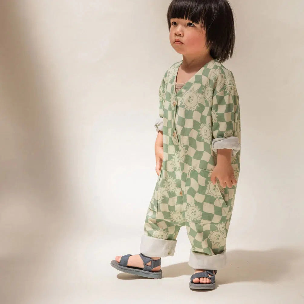 Claude & Co - Sunshine Checkerboard overalls - Sage | nzweekend