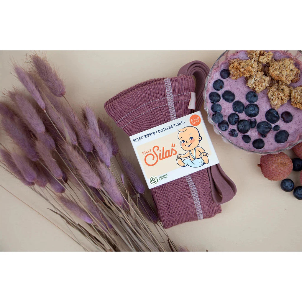 Silly Silas - Footless cotton tights with braces - Acai Smoothie | nzweekend