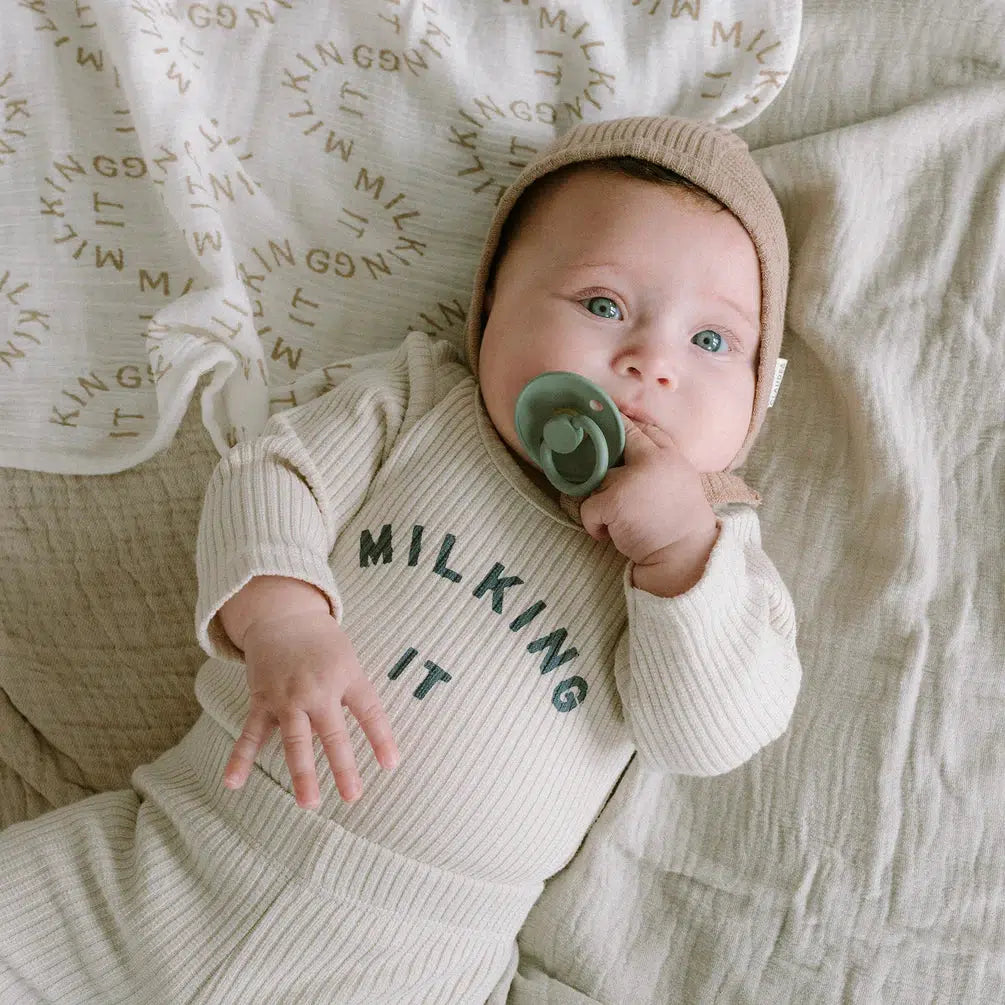 Claude & Co - Milking It baby bodysuit - Oat | nzweekend