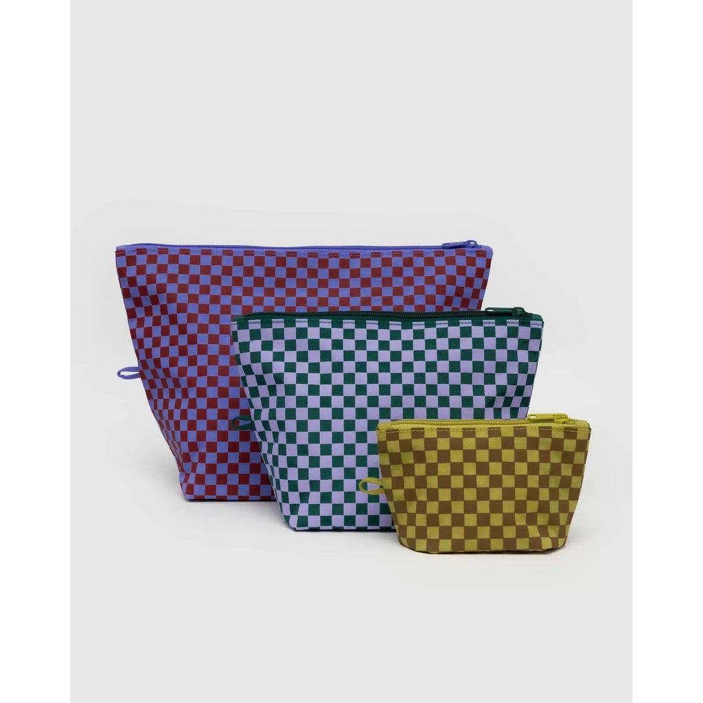 Baggu - Go Pouch set of 3 - Jewel Checks | nzweekend