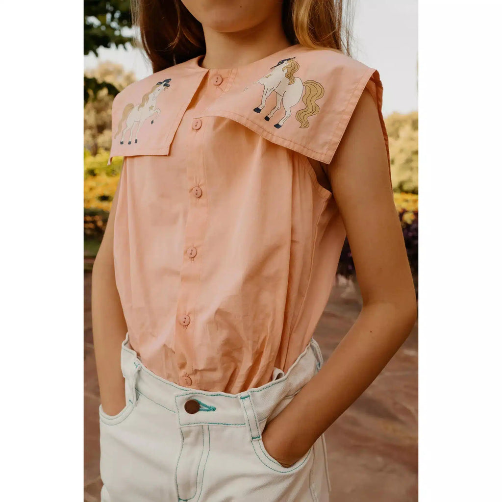 Tiny Cottons - Tinyville blouse - papaya | nzweekend