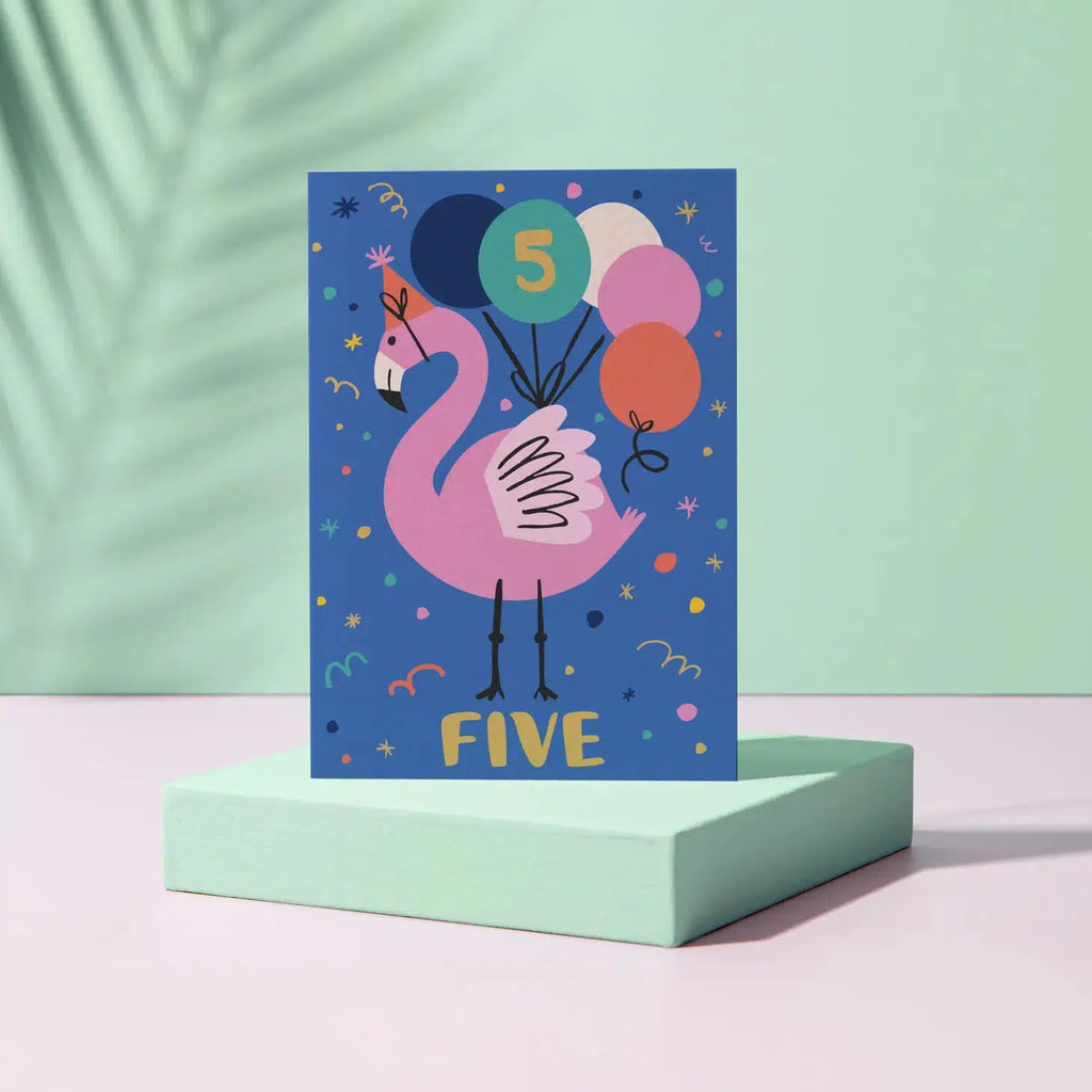 Rumble Cards - Flamingo 5th birthday card | nzweekend